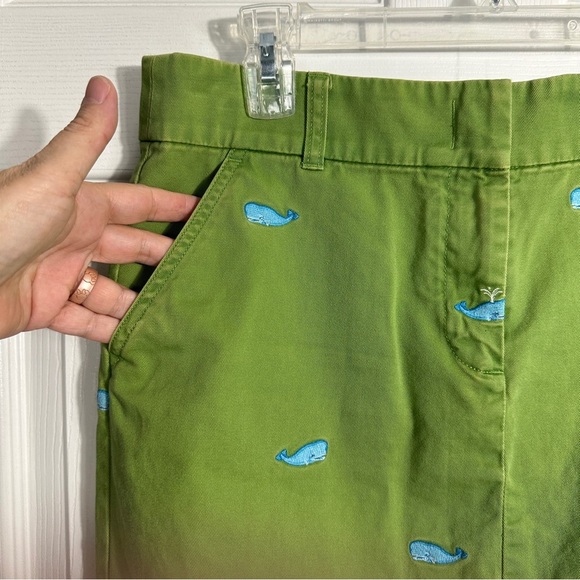 J. Crew size 8 green skirt, whale pattern, cotton, preppy, spring, summer - Picture 4 of 8